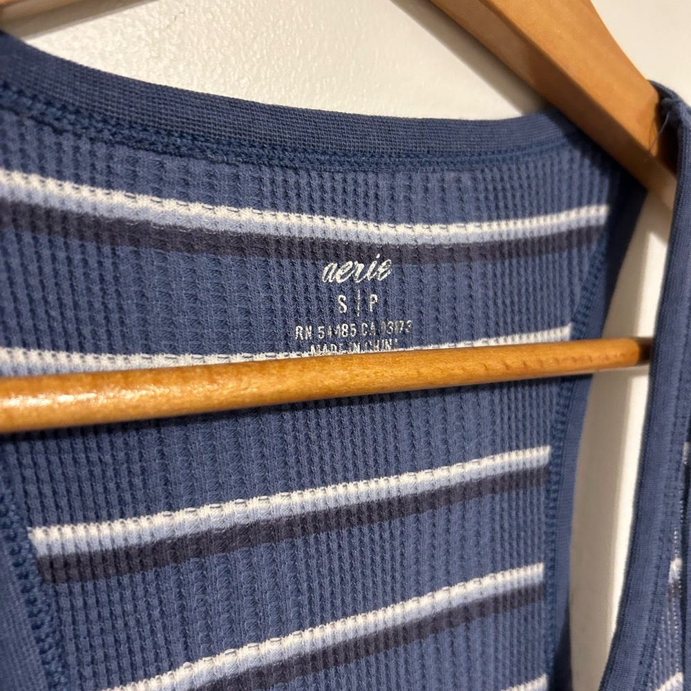 Aerie Navy and White Ribbed Tank